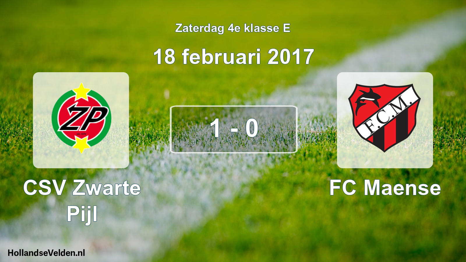 Total number of matches played: CSV Zwarte Pijl - FC Maense 1 - 0 (18 February 2017)