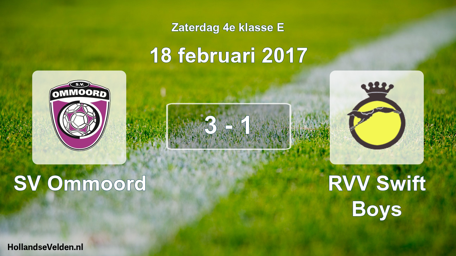 Total number of matches played: SV Ommoord - RVV Swift Boys 3 - 1 (18 February 2017)