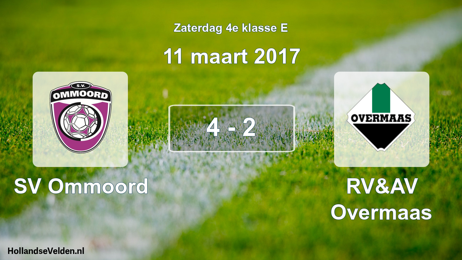 Total number of matches played: SV Ommoord - RV&AV Overmaas 4 - 2 (11 March 2017)