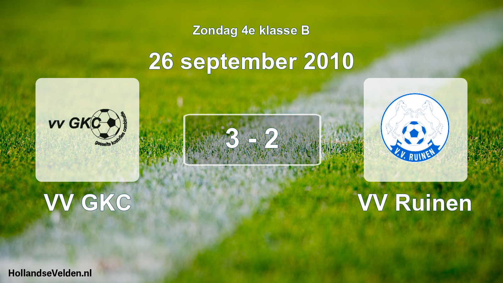 Total number of matches played: VV GKC - VV Ruinen 3 - 2 (26 September 2010)