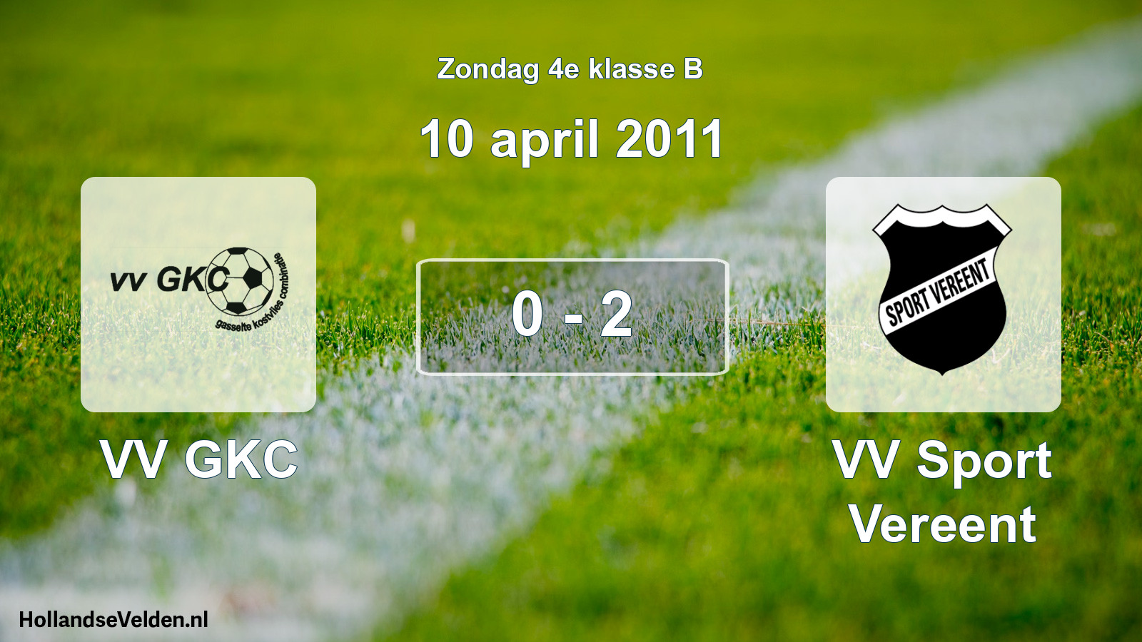 Total number of matches played: VV GKC - VV Sport Vereent 0 - 2 (10 April 2011)