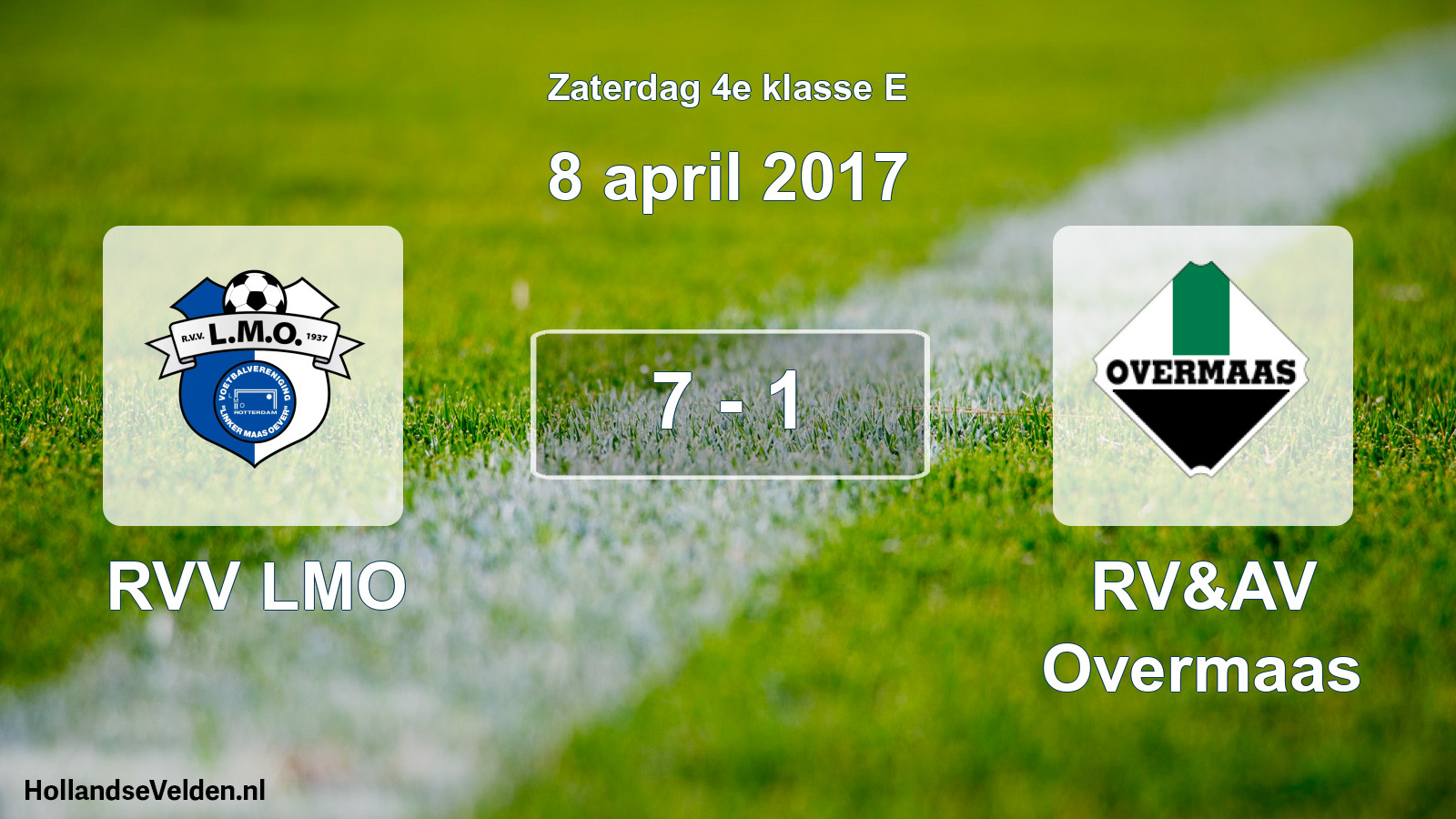 Total number of matches played: RVV LMO - RV&AV Overmaas 7 - 1 (8 April 2017)