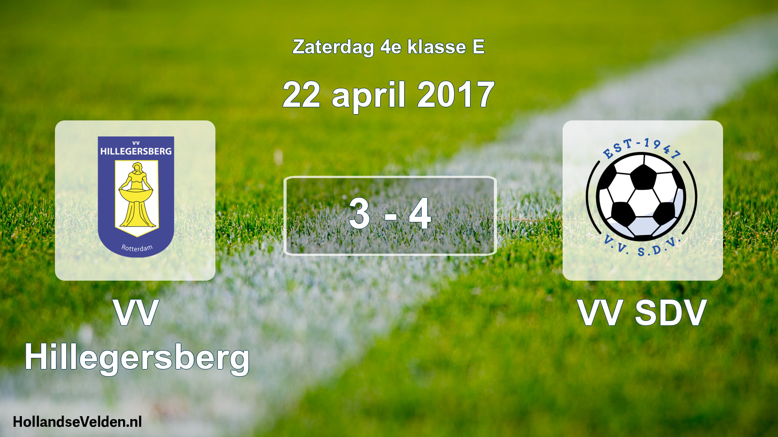 Total number of matches played: VV Hillegersberg - VV SDV 3 - 4 (22 April 2017)