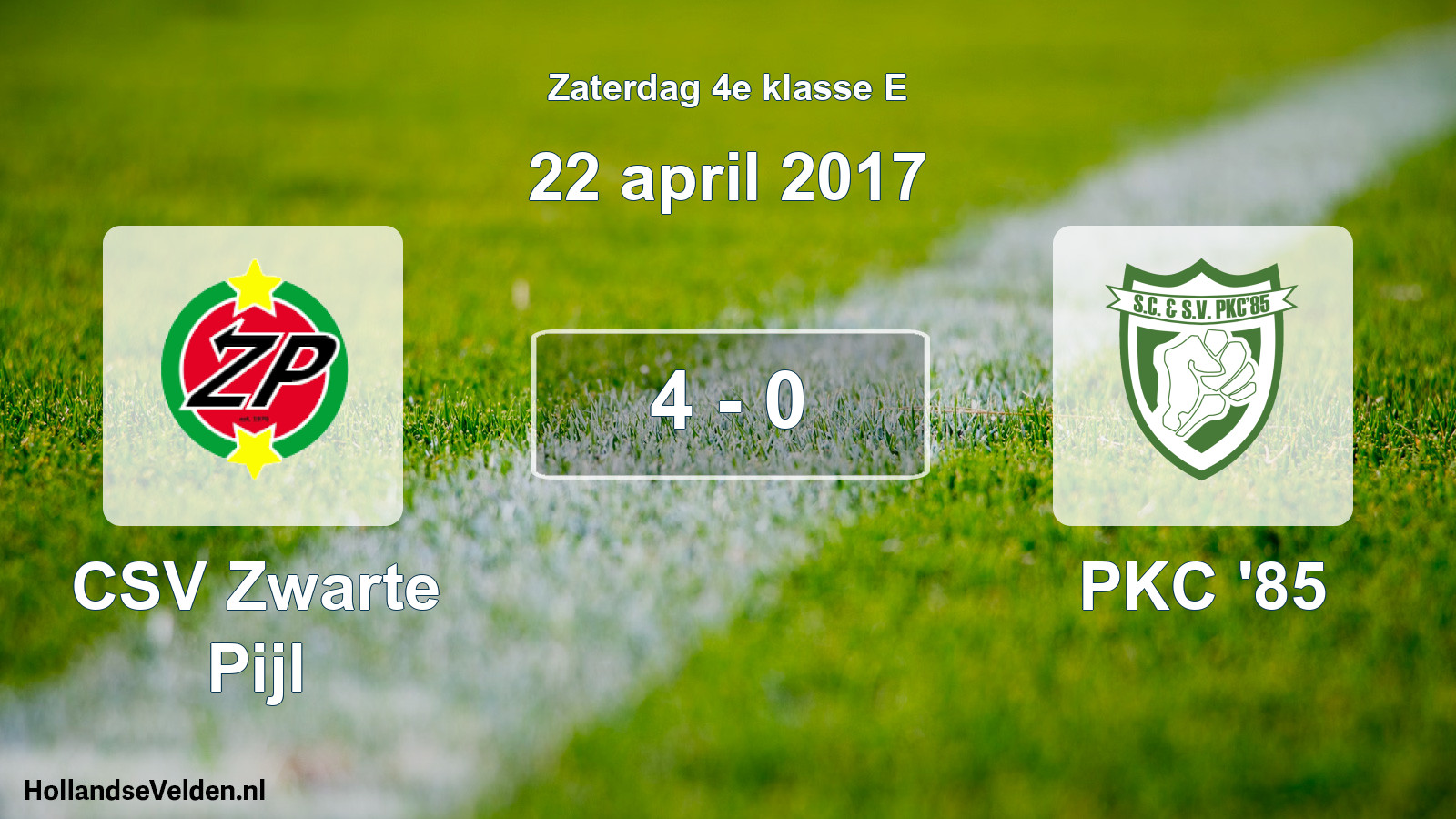 Total number of matches played: CSV Zwarte Pijl - PKC '85 4 - 0 (22 April 2017)