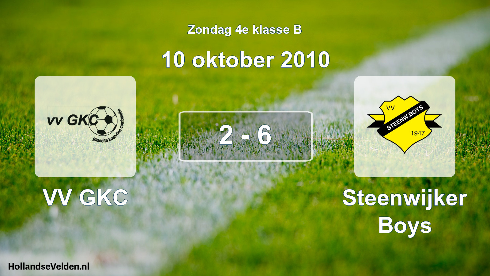 Total number of matches played: VV GKC - Steenwijker Boys 2 - 6 (10 October 2010)
