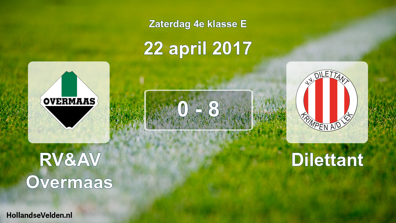 Total number of matches played: RV&AV Overmaas - Dilettant 0 - 8 (22 April 2017)