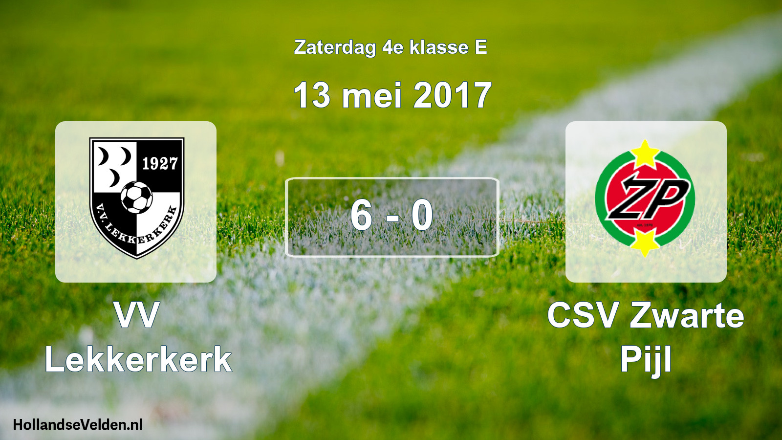 Total number of matches played: VV Lekkerkerk - CSV Zwarte Pijl 6 - 0 (13 May 2017)