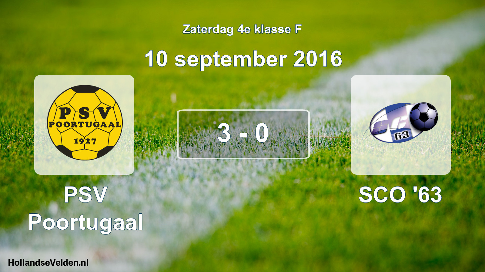 Total number of matches played: PSV Poortugaal - SCO '63 3 - 0 (10 September 2016)