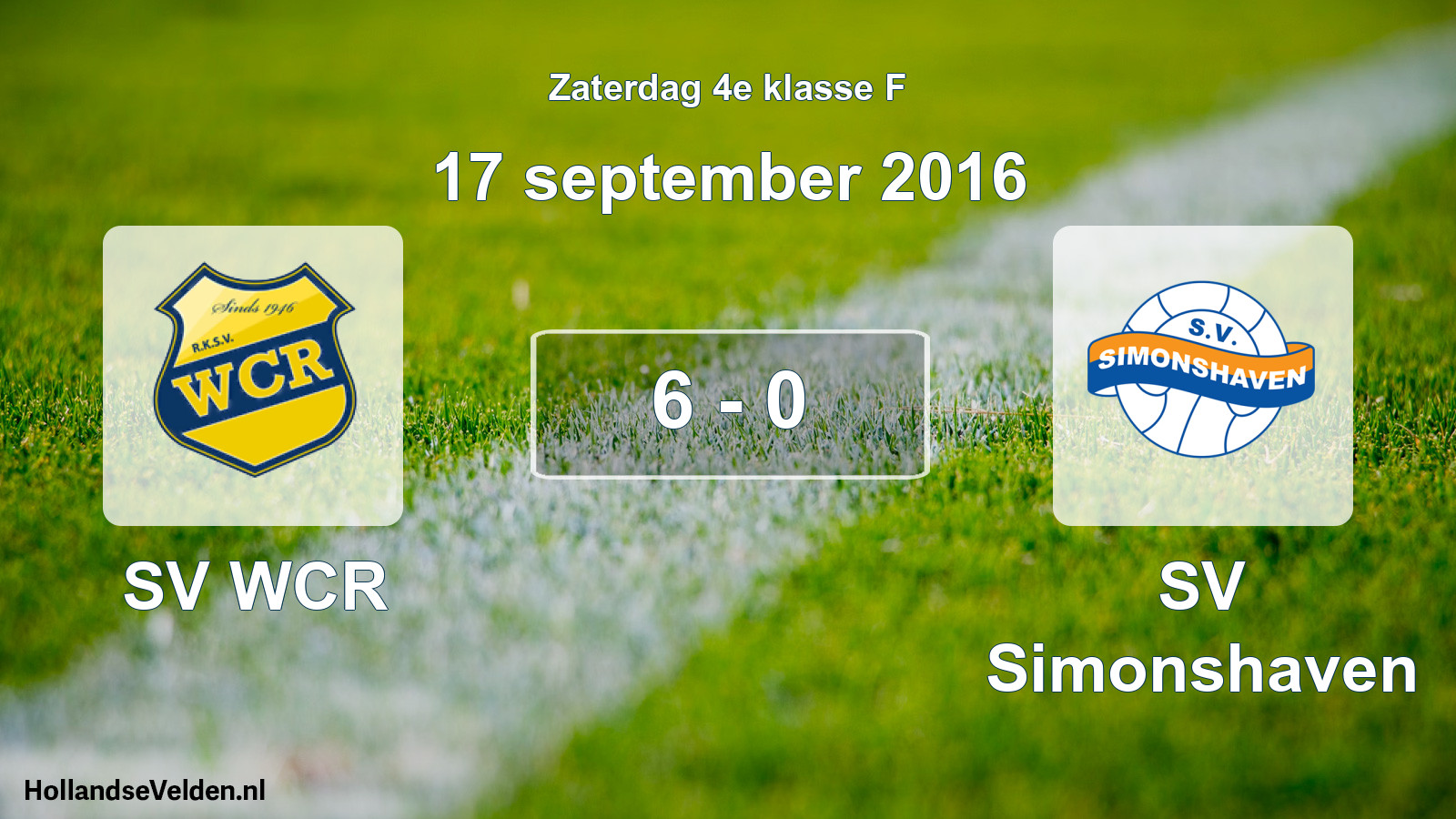 Total number of matches played: SV WCR - SV Simonshaven 6 - 0 (17 September 2016)