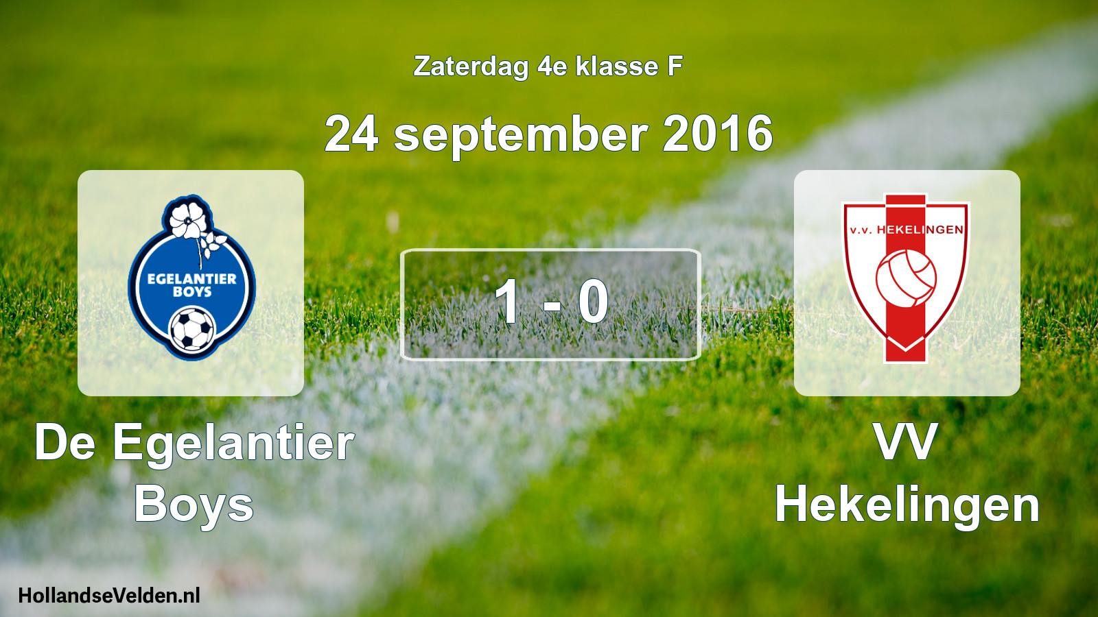 Total number of matches played: De Egelantier Boys - VV Hekelingen 1 - 0 (24 September 2016)