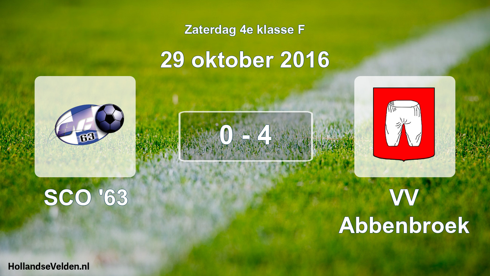 Total number of matches played: SCO '63 - VV Abbenbroek 0 - 4 (29 October 2016)