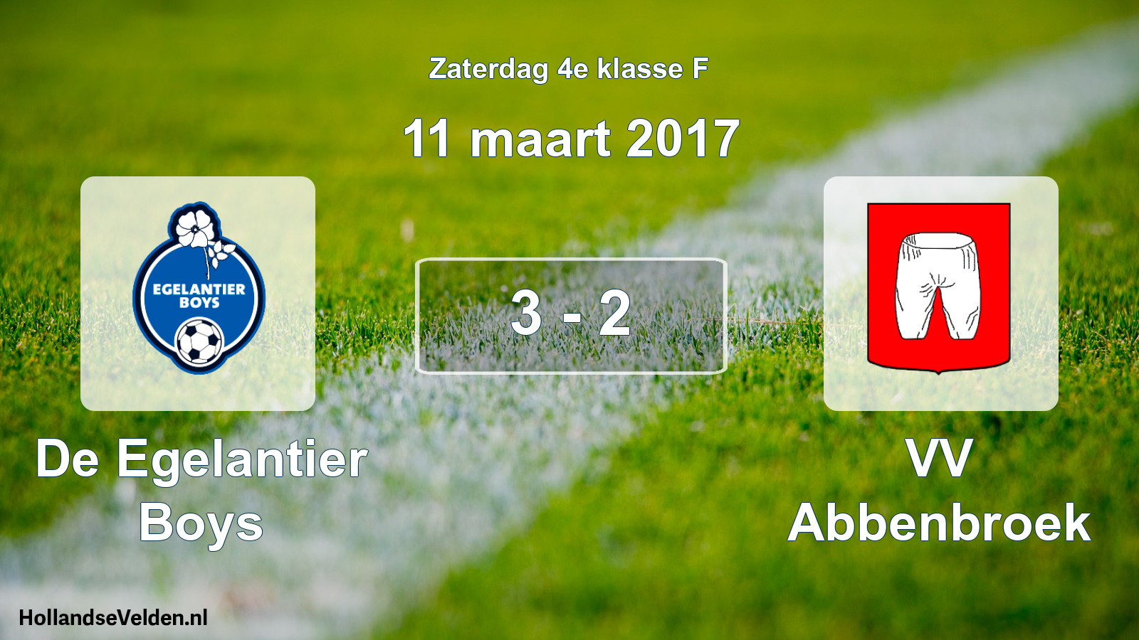 Total number of matches played: De Egelantier Boys - VV Abbenbroek 3 - 2 (11 March 2017)