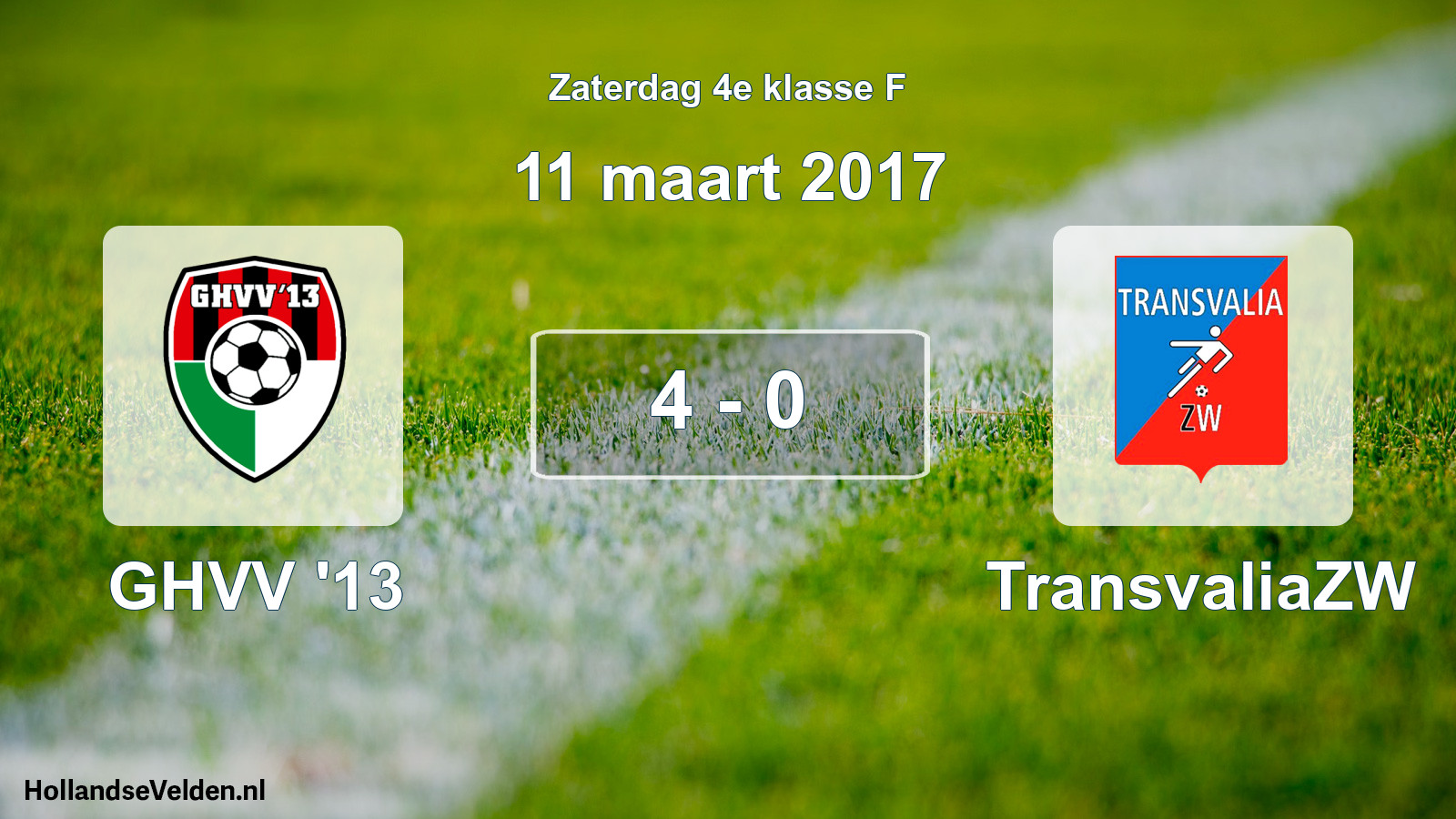 Total number of matches played: GHVV '13 - TransvaliaZW 4 - 0 (11 March 2017)