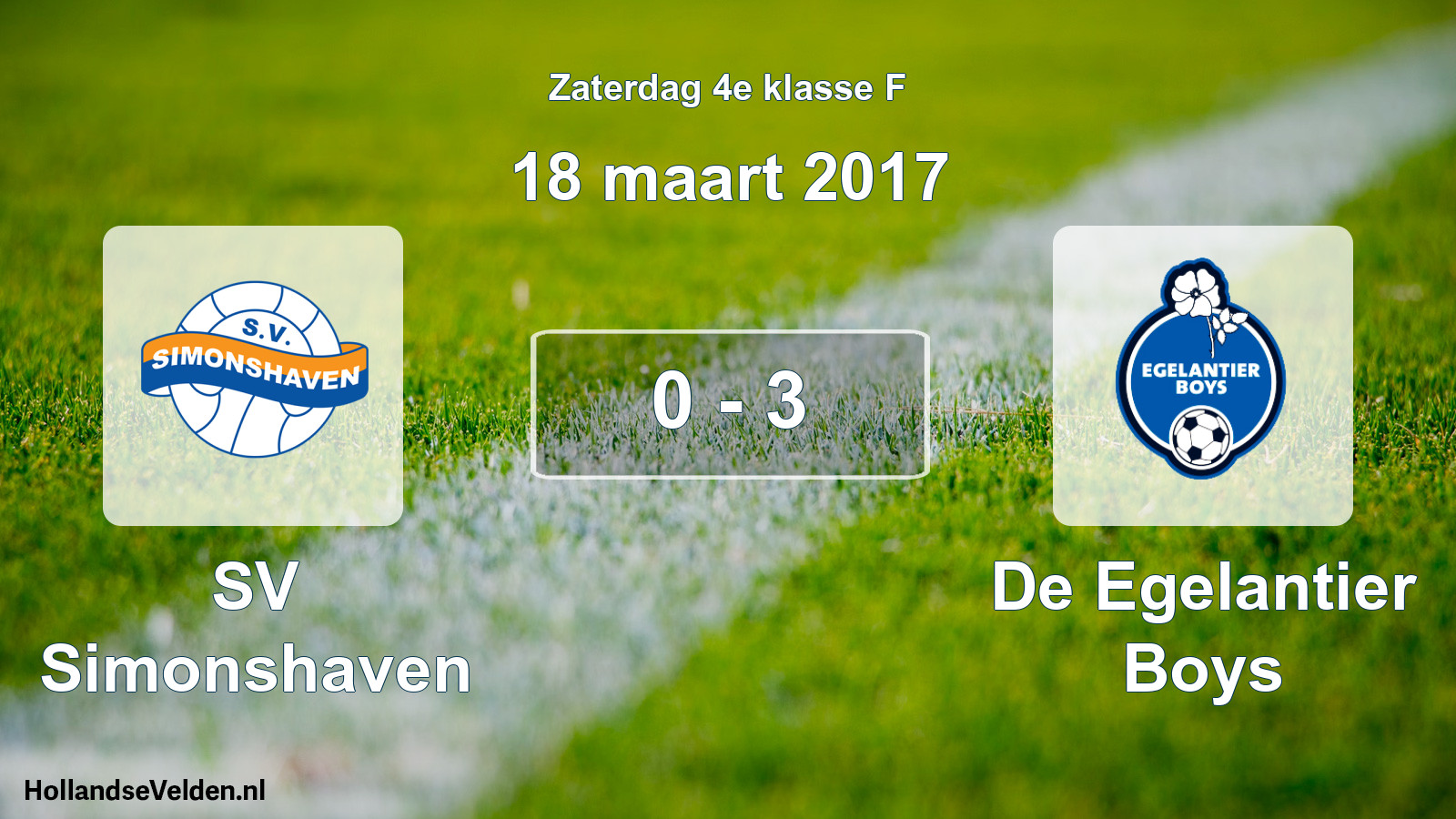 Total number of matches played: SV Simonshaven - De Egelantier Boys 0 - 3 (18 March 2017)