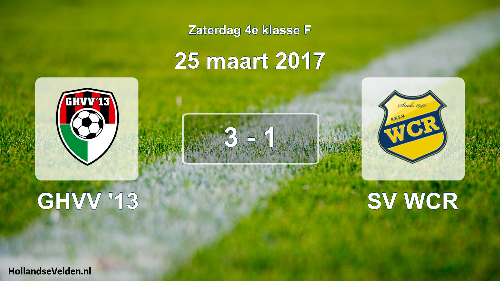 Total number of matches played: GHVV '13 - SV WCR 3 - 1 (25 March 2017)