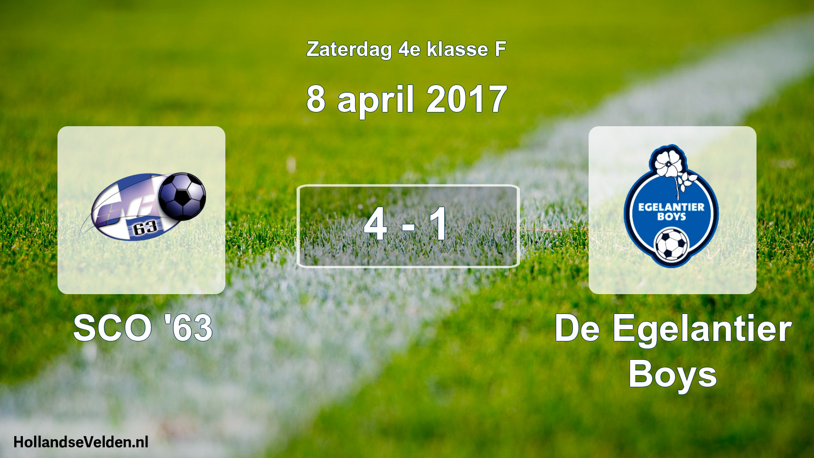 Total number of matches played: SCO '63 - De Egelantier Boys 4 - 1 (8 April 2017)