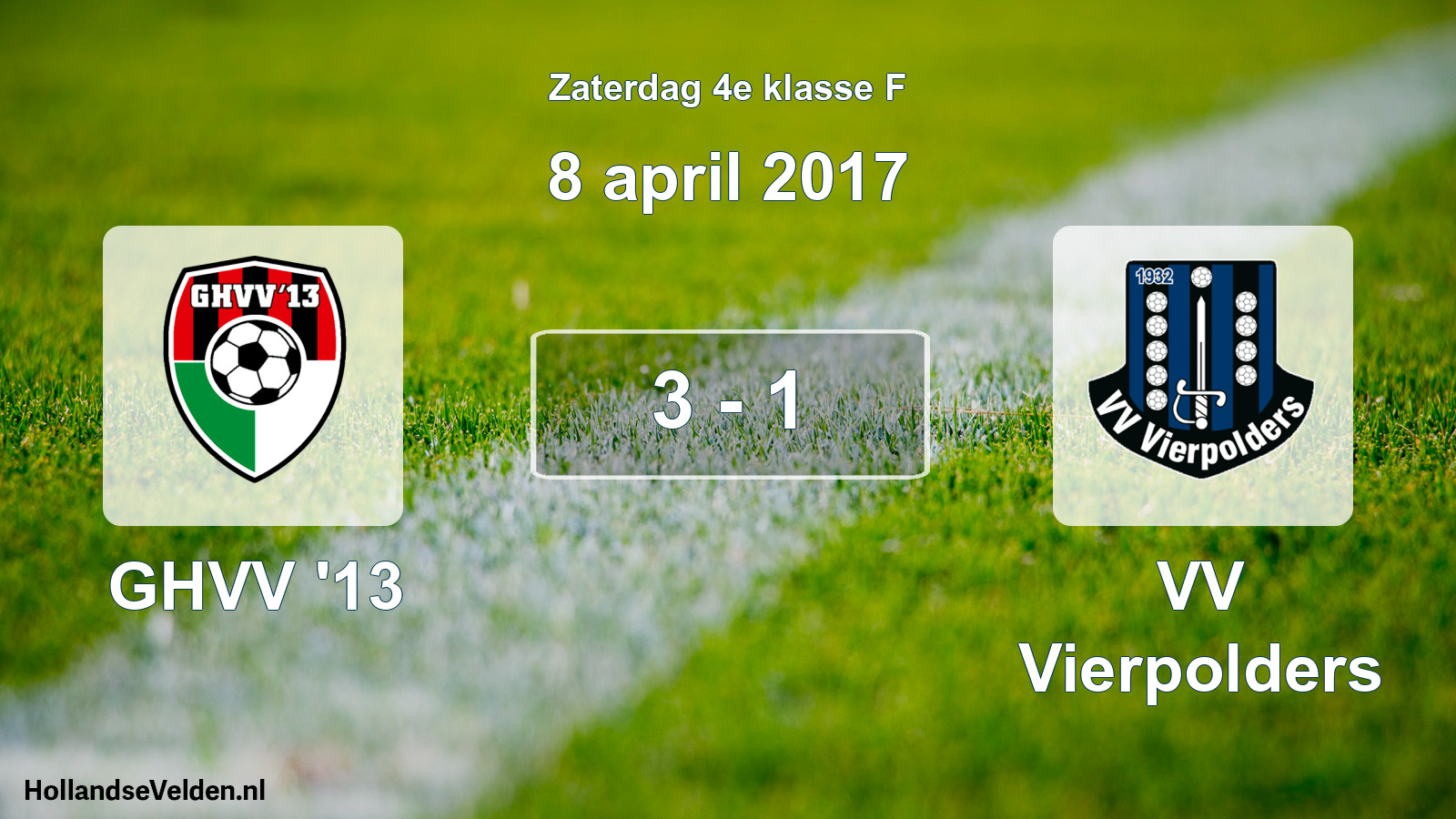 Total number of matches played: GHVV '13 - VV Vierpolders 3 - 1 (8 April 2017)