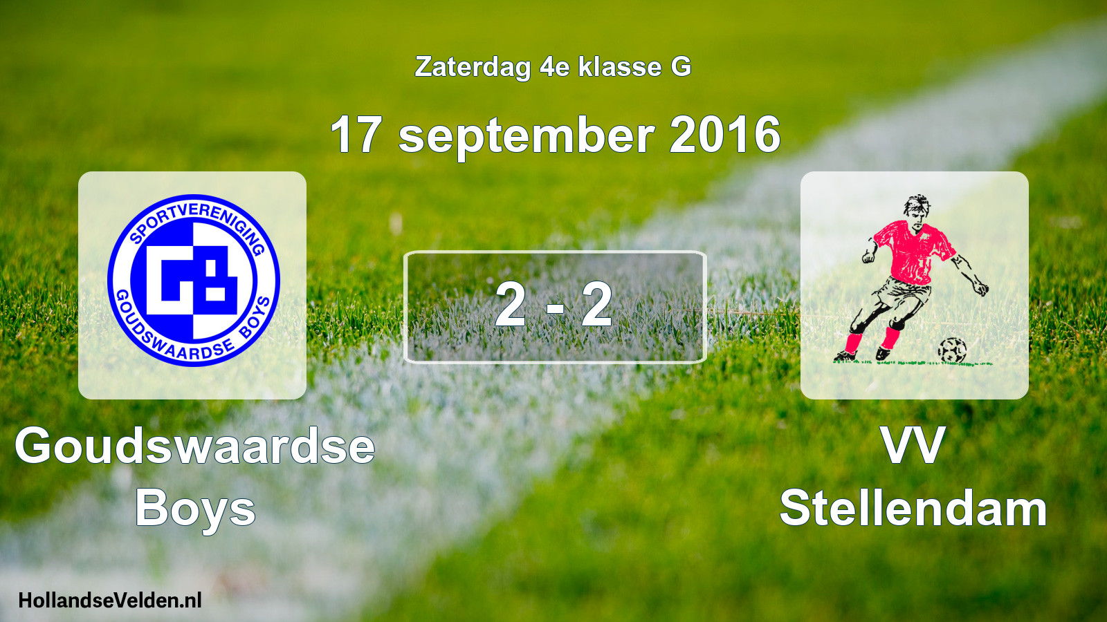 Total number of matches played: Goudswaardse Boys - VV Stellendam 2 - 2 (17 September 2016)