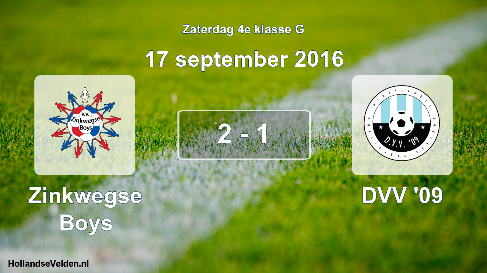 Total number of matches played: Zinkwegse Boys - DVV '09 2 - 1 (17 September 2016)