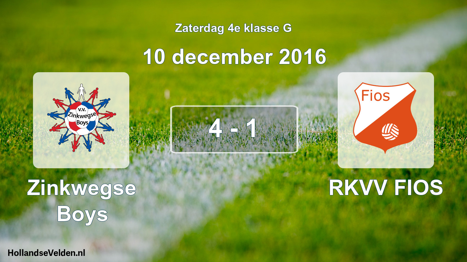 Total number of matches played: Zinkwegse Boys - RKVV FIOS 4 - 1 (10 December 2016)