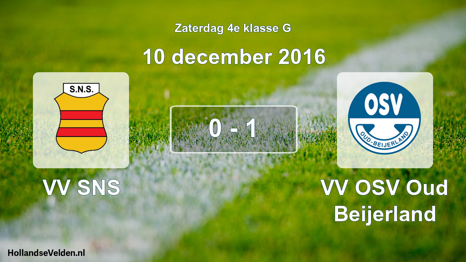 Total number of matches played: VV SNS - VV OSV Oud Beijerland 0 - 1 (10 December 2016)