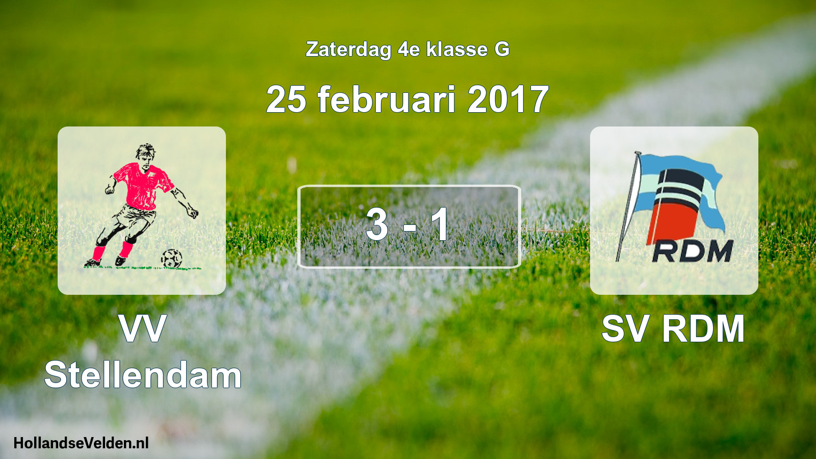 Total number of matches played: VV Stellendam - SV RDM 3 - 1 (25 February 2017)