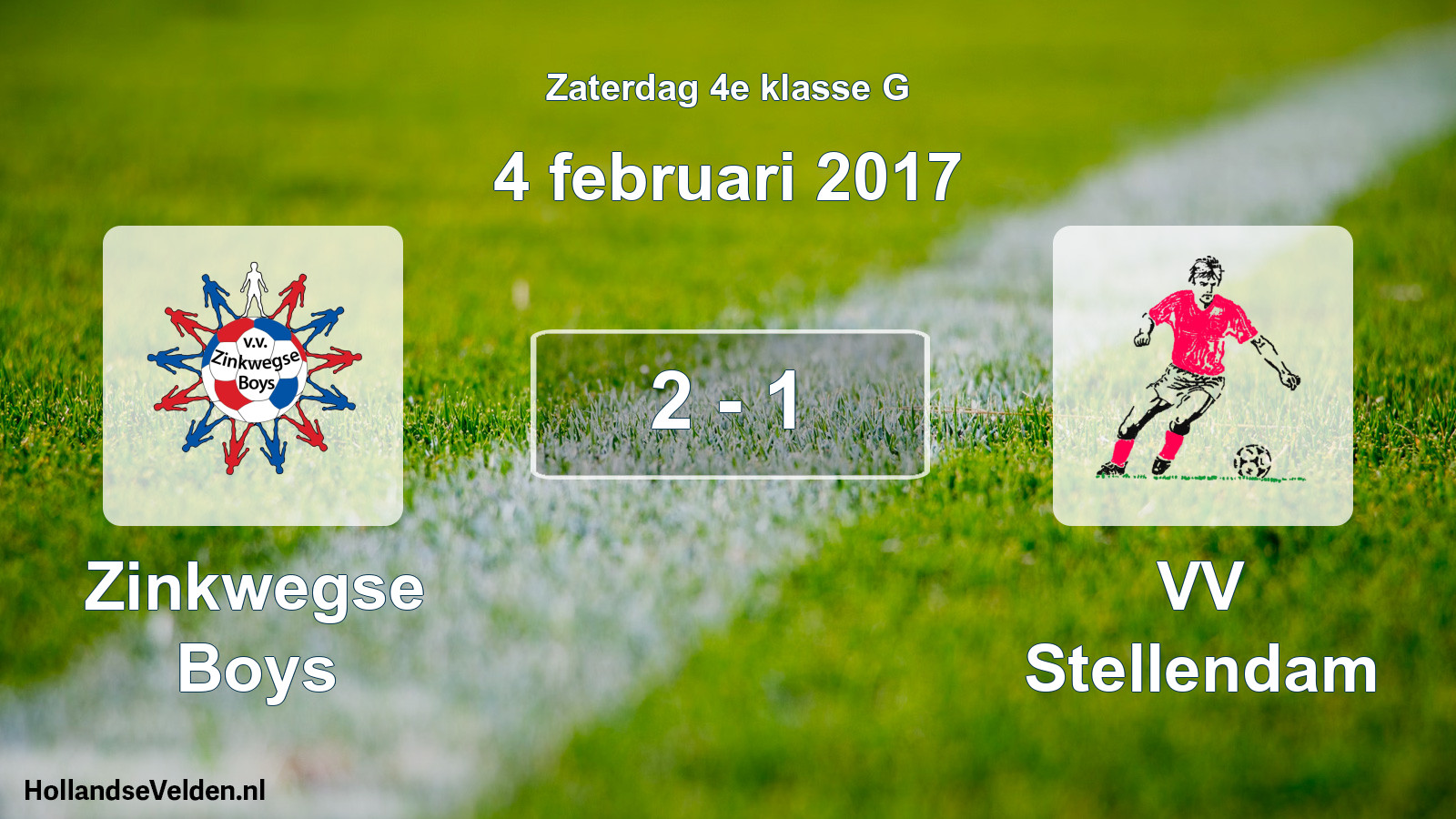Total number of matches played: Zinkwegse Boys - VV Stellendam 2 - 1 (4 February 2017)