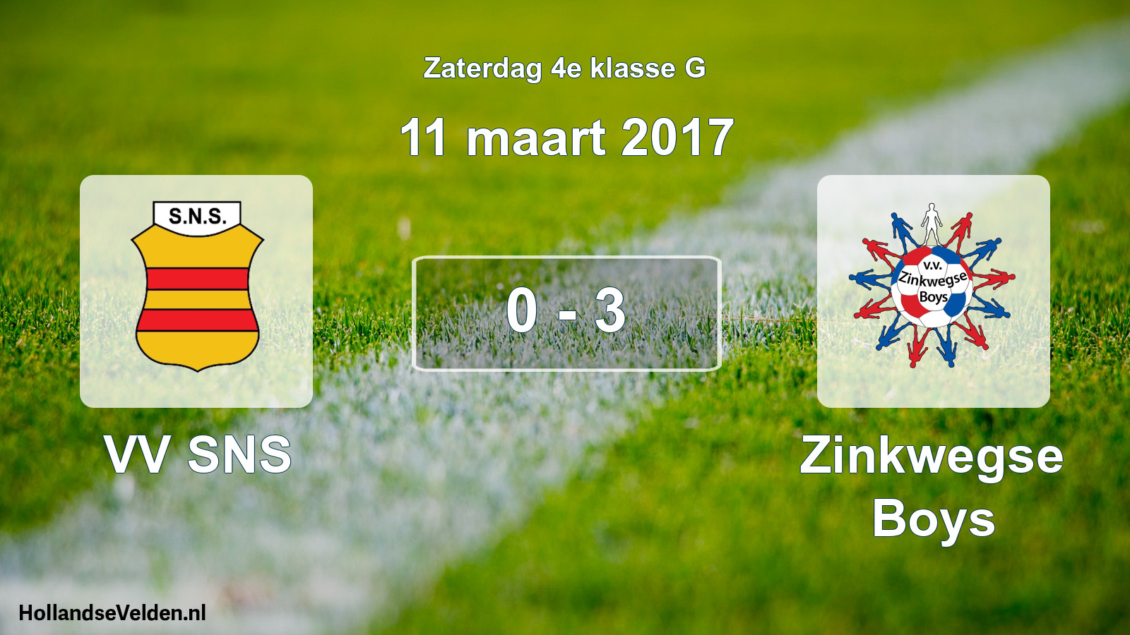 Total number of matches played: VV SNS - Zinkwegse Boys 0 - 3 (11 March 2017)