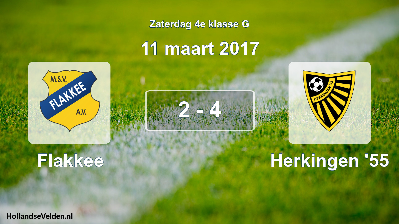 Total number of matches played: Flakkee - Herkingen '55 2 - 4 (11 March 2017)