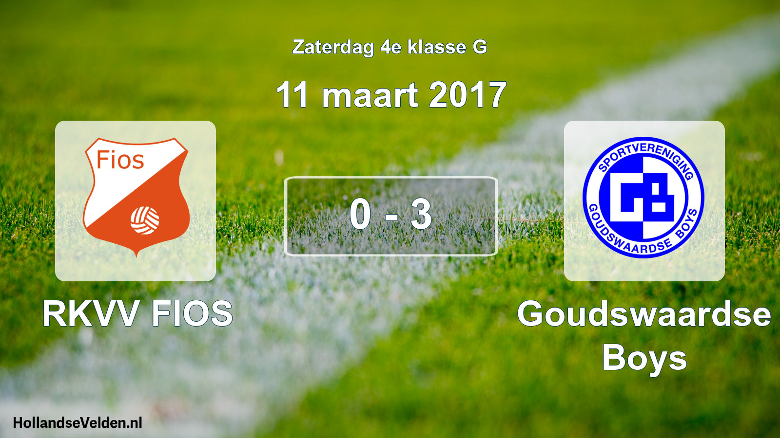Total number of matches played: RKVV FIOS - Goudswaardse Boys 0 - 3 (11 March 2017)