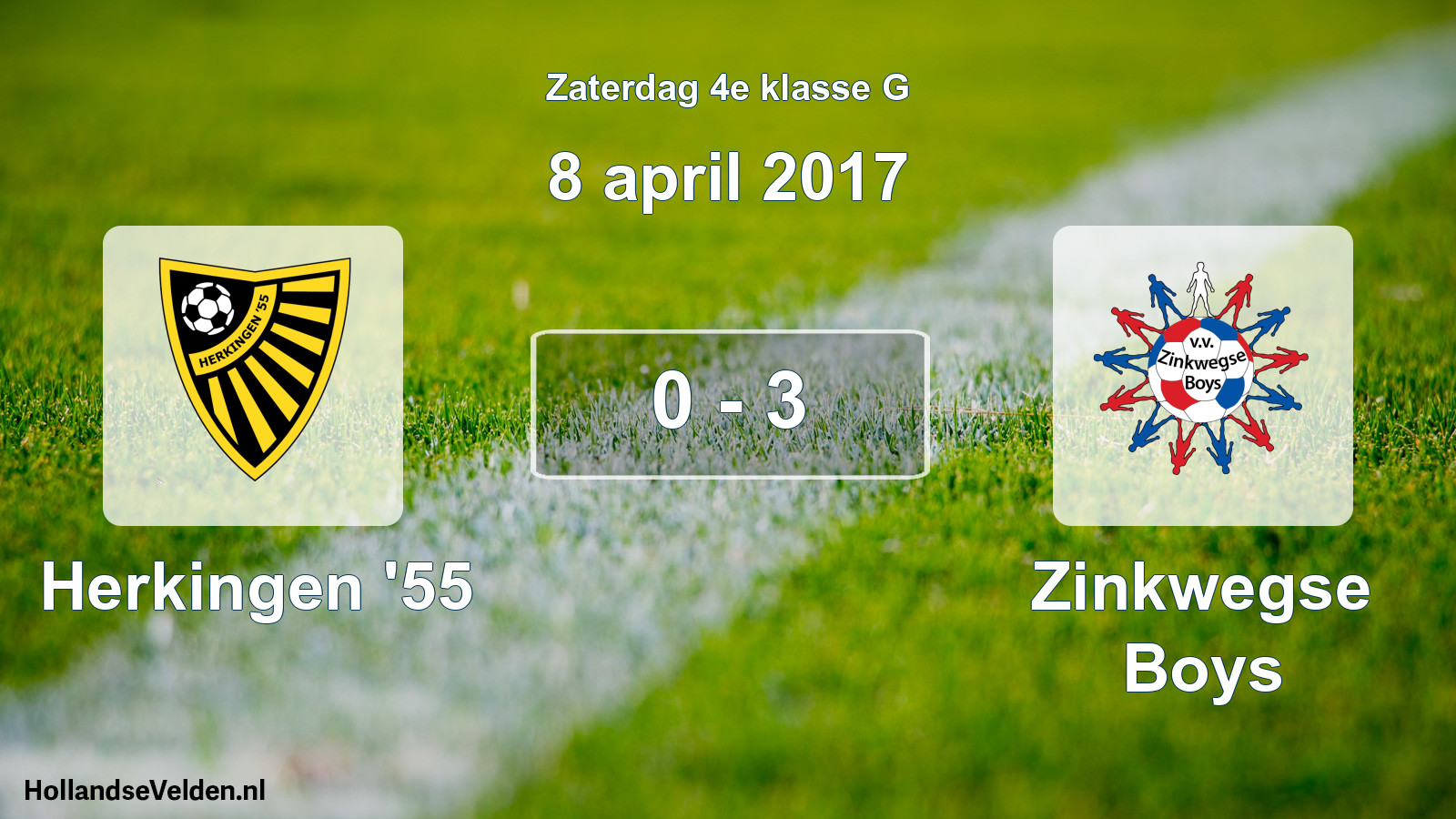 Total number of matches played: Herkingen '55 - Zinkwegse Boys 0 - 3 (8 April 2017)