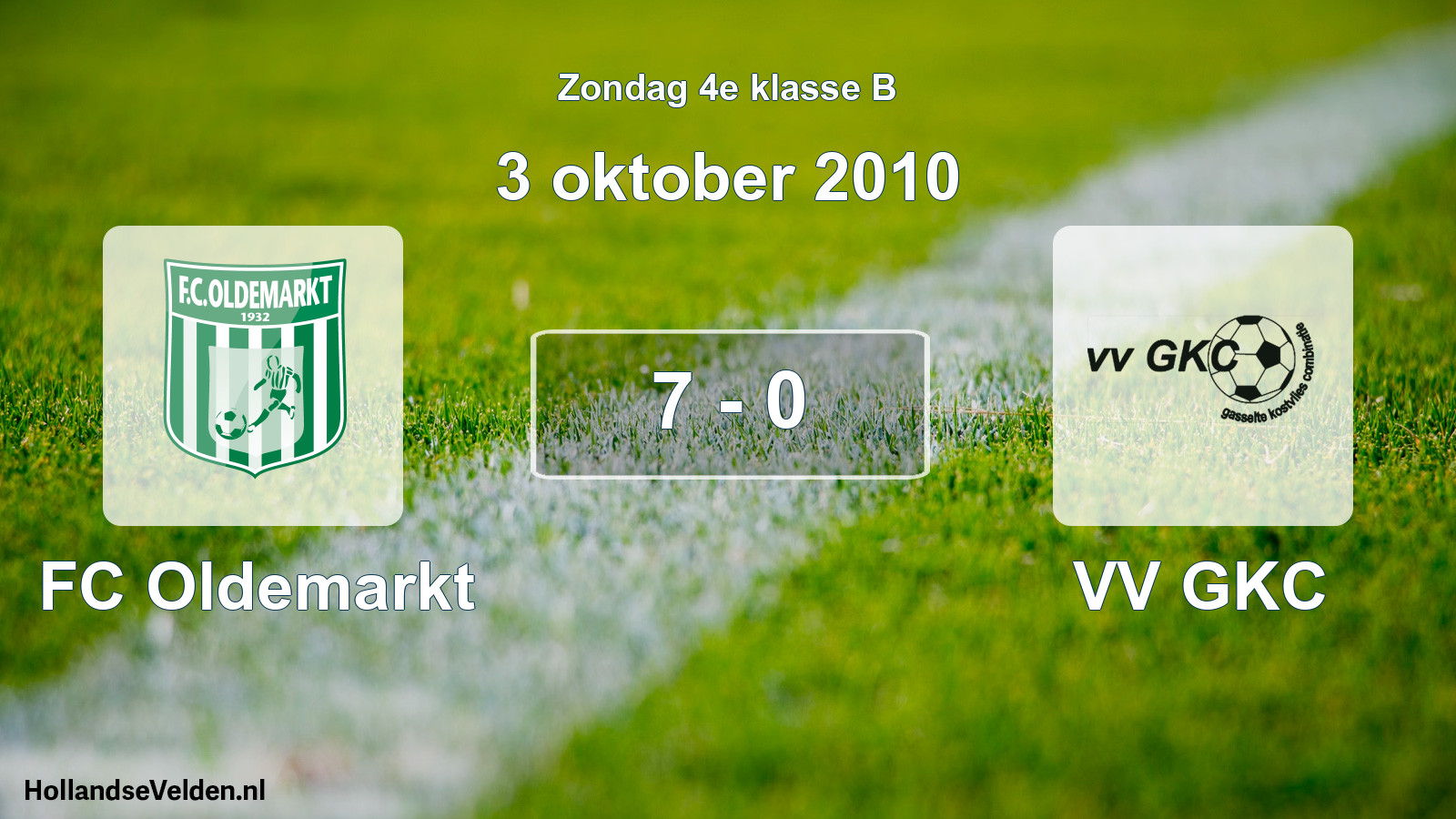 Total number of matches played: FC Oldemarkt - VV GKC 7 - 0 (3 October 2010)