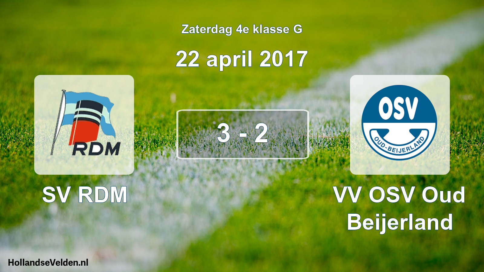 Total number of matches played: SV RDM - VV OSV Oud Beijerland 3 - 2 (22 April 2017)