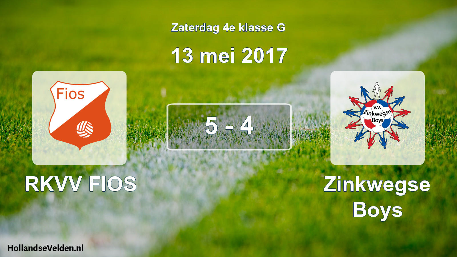 Total number of matches played: RKVV FIOS - Zinkwegse Boys 5 - 4 (13 May 2017)