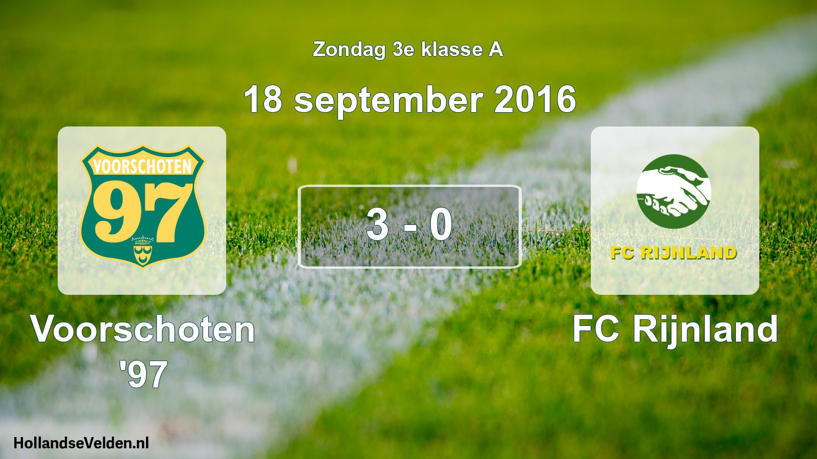Total number of matches played: Voorschoten '97 - FC Rijnland 3 - 0 (18 September 2016)