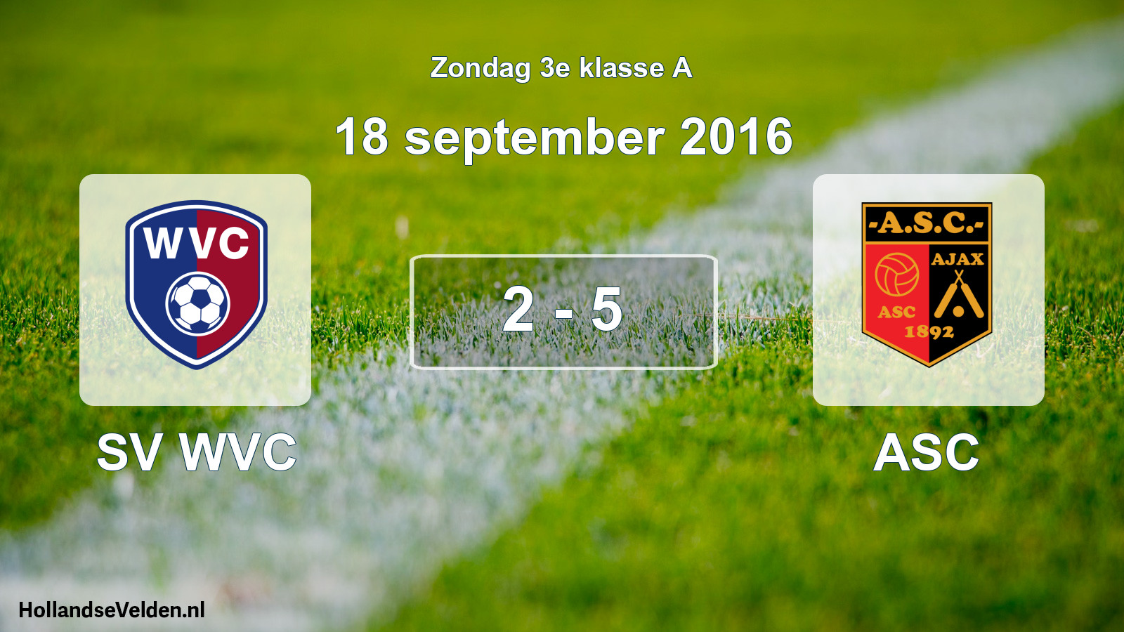 Total number of matches played: SV WVC - ASC 2 - 5 (18 September 2016)