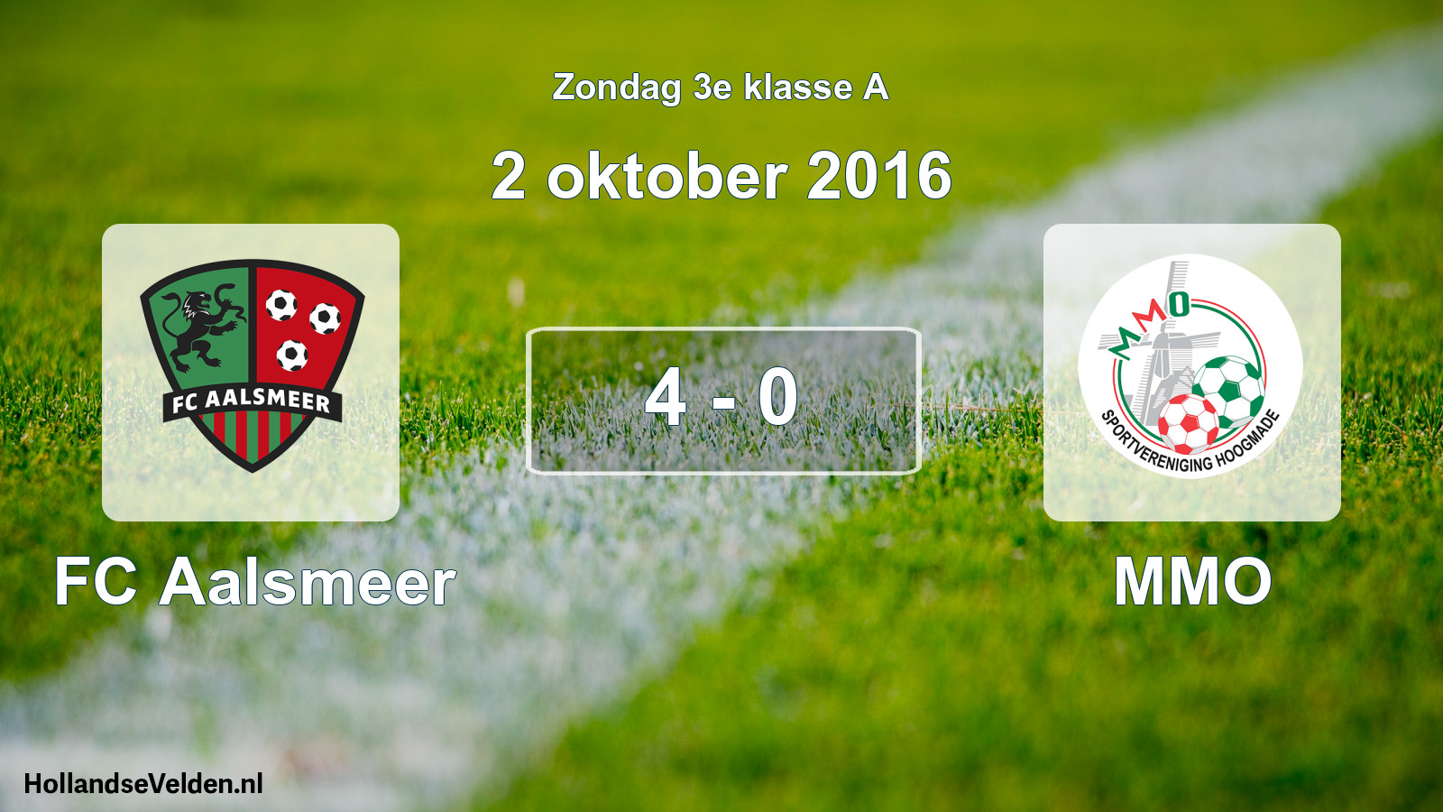Total number of matches played: FC Aalsmeer - MMO 4 - 0 (2 October 2016)
