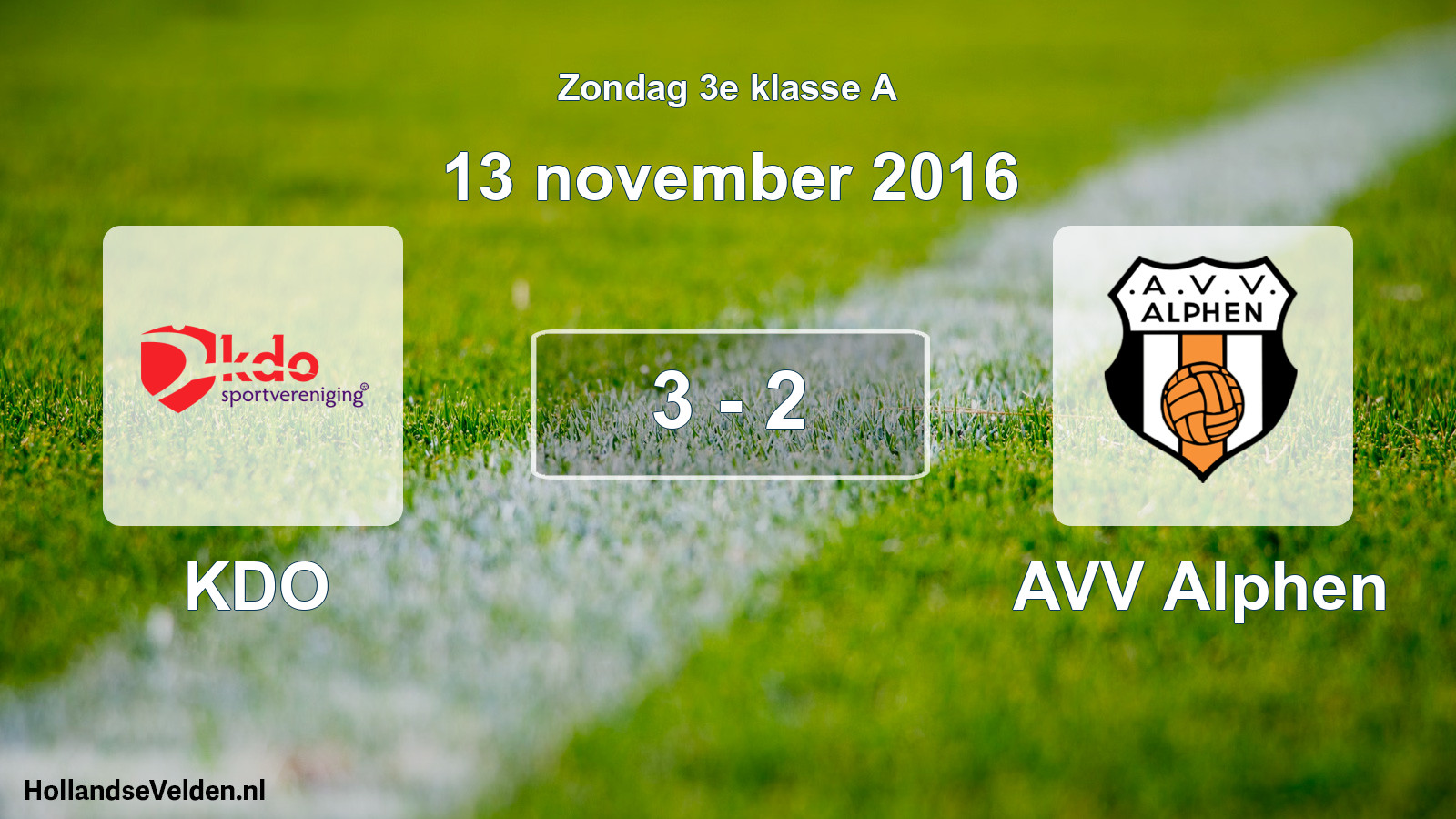 Total number of matches played: KDO - AVV Alphen 3 - 2 (13 November 2016)