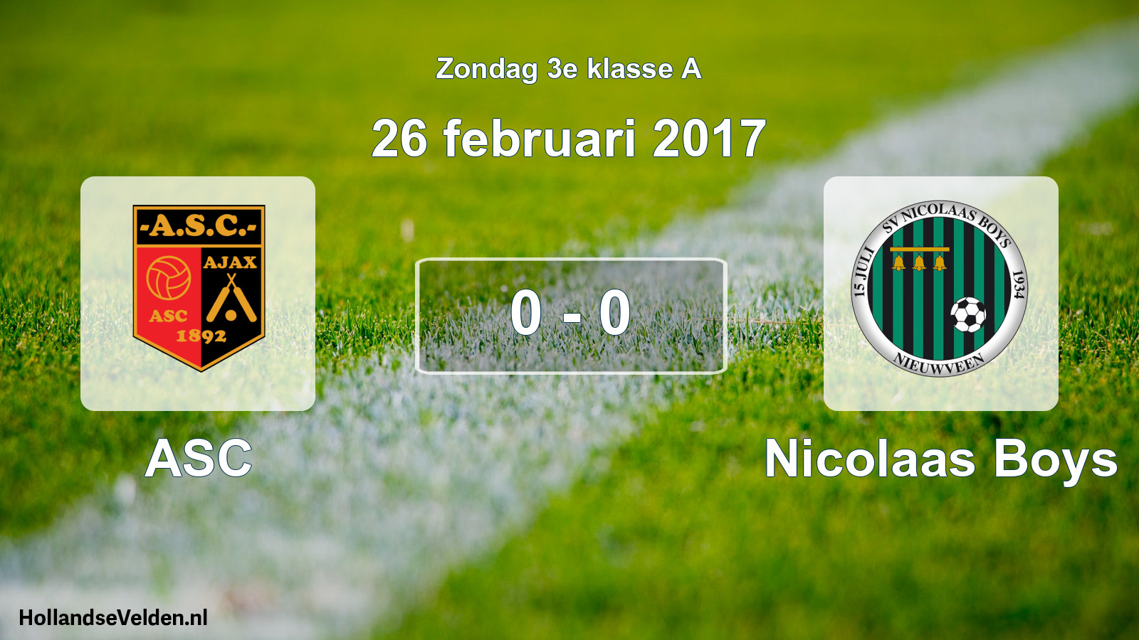 Total number of matches played: ASC - Nicolaas Boys 0 - 0 (26 February 2017)