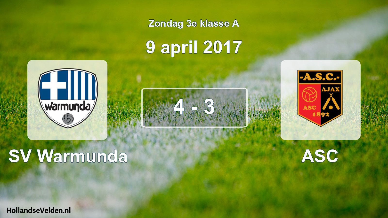 Total number of matches played: SV Warmunda - ASC 4 - 3 (9 April 2017)