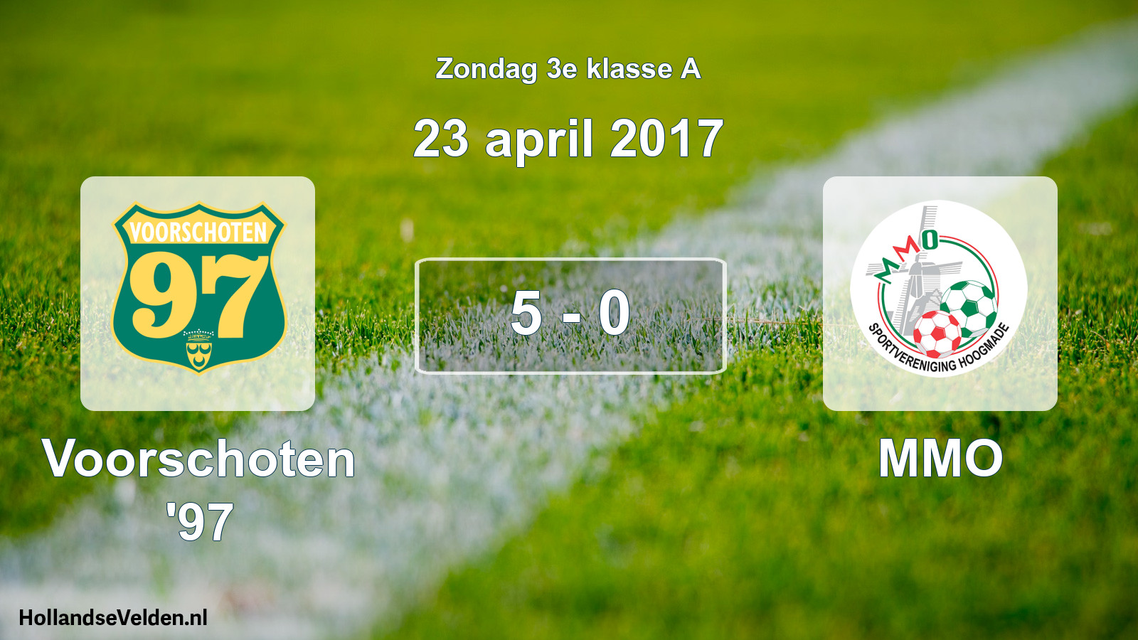 Total number of matches played: Voorschoten '97 - MMO 5 - 0 (23 April 2017)