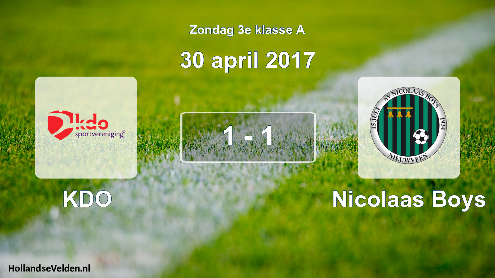 Total number of matches played: KDO - Nicolaas Boys 1 - 1 (30 April 2017)