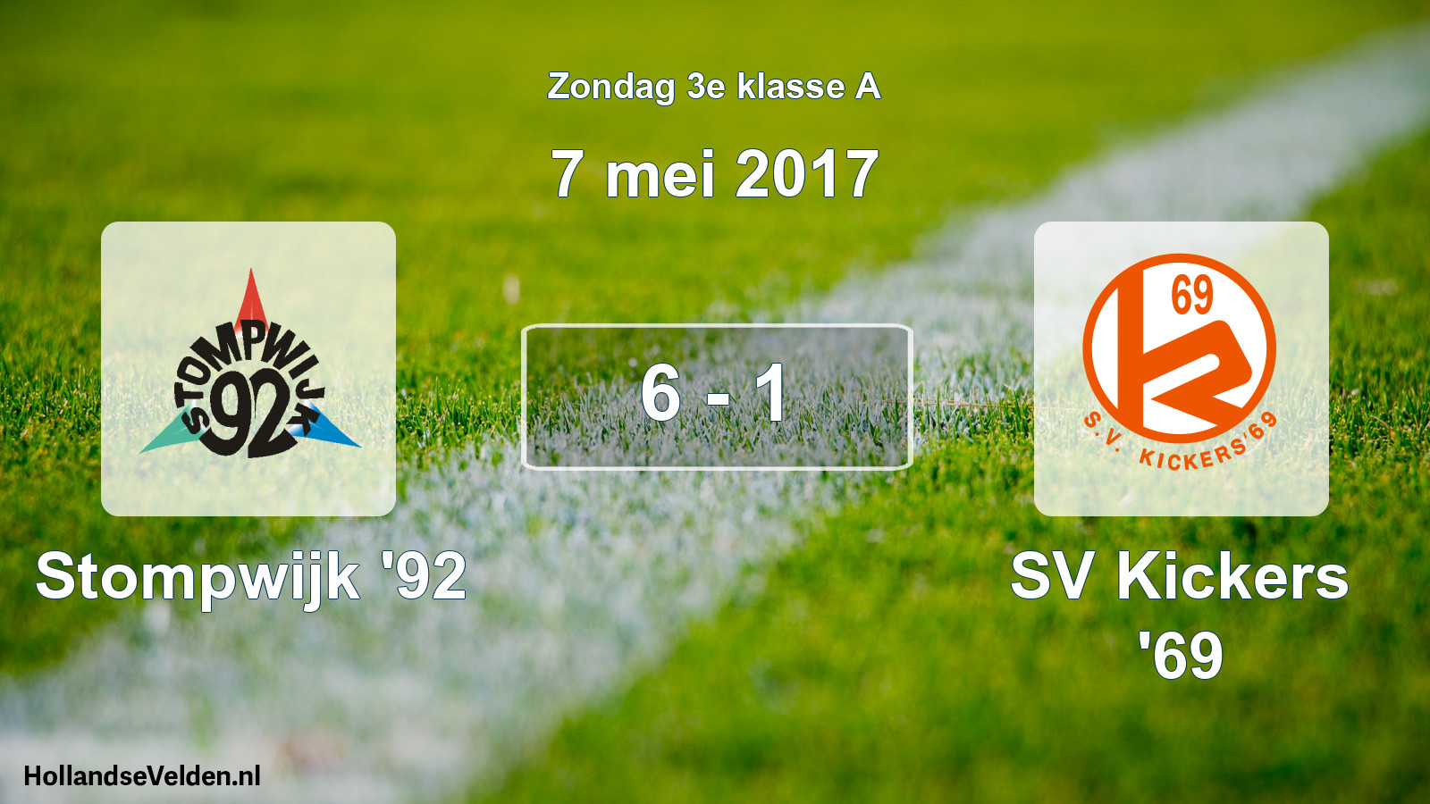 Total number of matches played: Stompwijk '92 - SV Kickers '69 6 - 1 (7 May 2017)