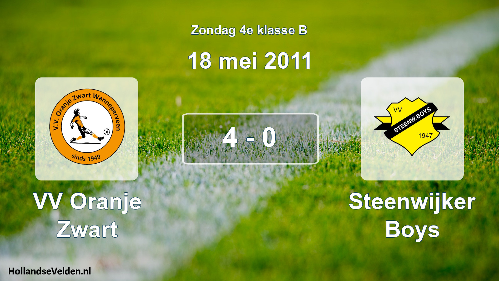 Total number of matches played: VV Oranje Zwart - Steenwijker Boys 4 - 0 (18 May 2011)