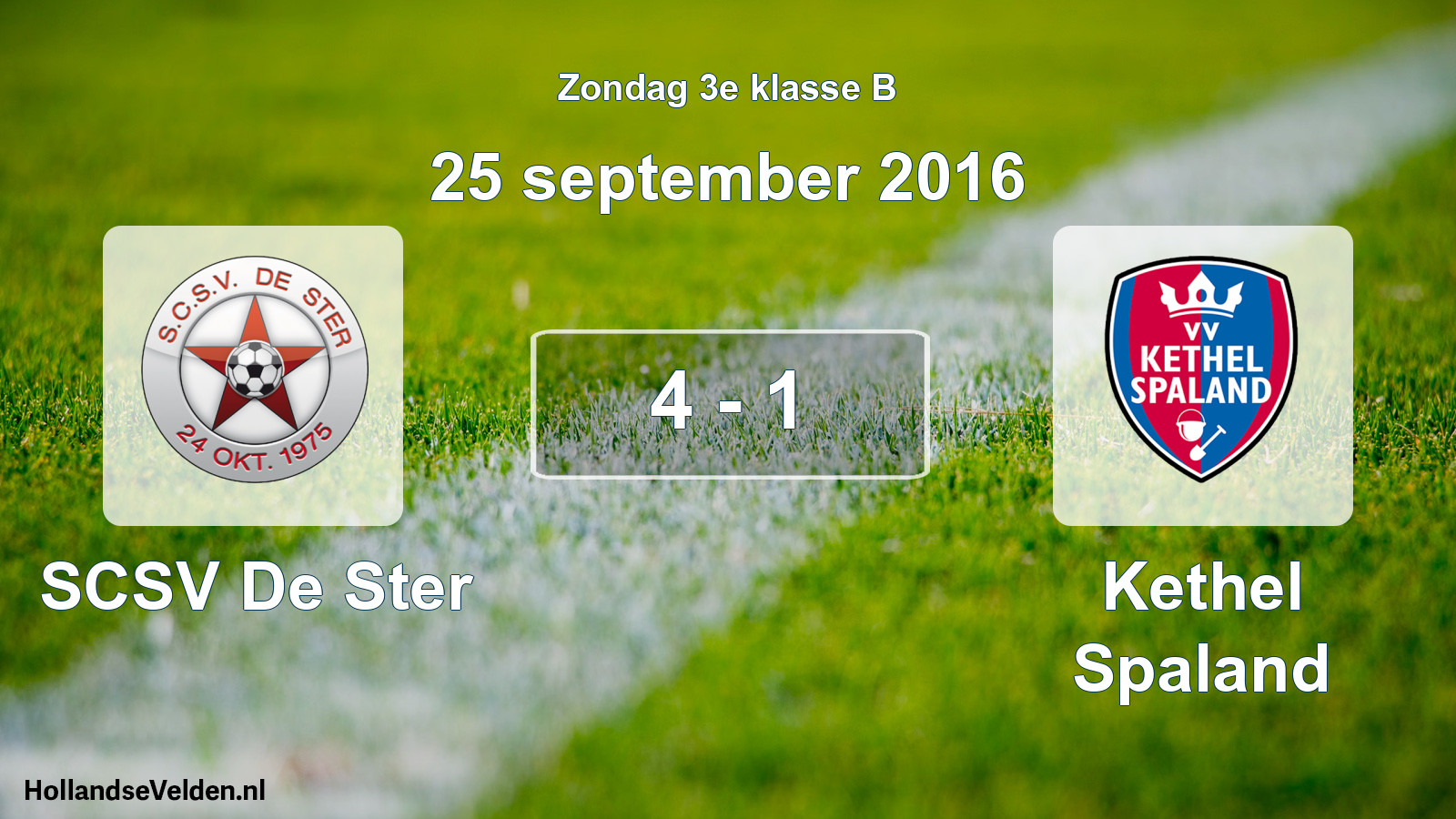 Total number of matches played: SCSV De Ster - Kethel Spaland 4 - 1 (25 September 2016)