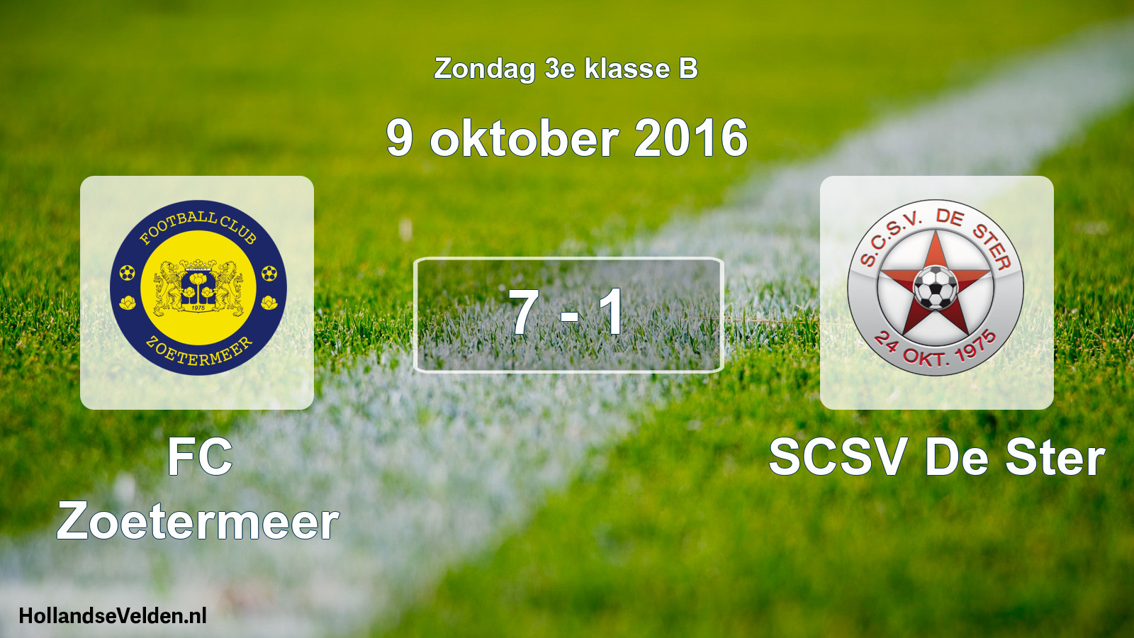 Total number of matches played: FC Zoetermeer - SCSV De Ster 7 - 1 (9 October 2016)