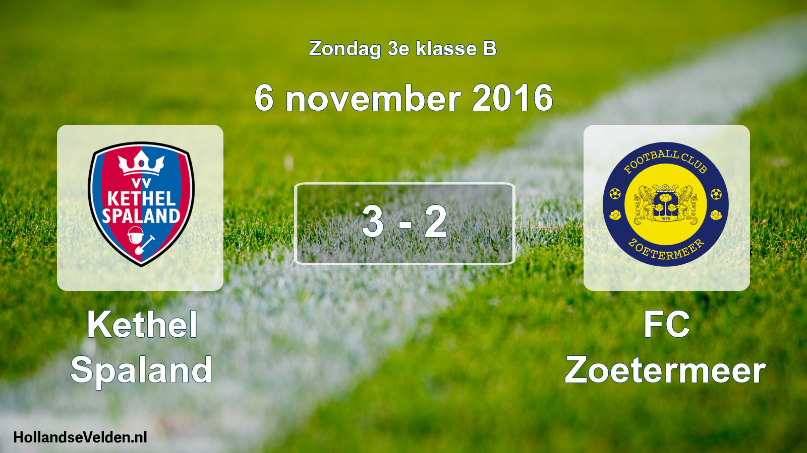 Total number of matches played: Kethel Spaland - FC Zoetermeer 3 - 2 (6 November 2016)