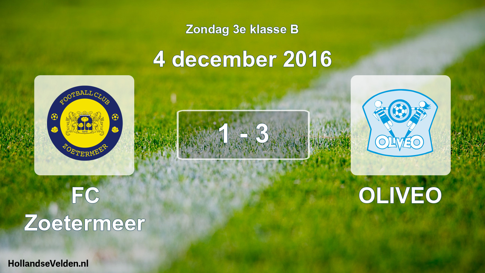 Total number of matches played: FC Zoetermeer - OLIVEO 1 - 3 (4 December 2016)