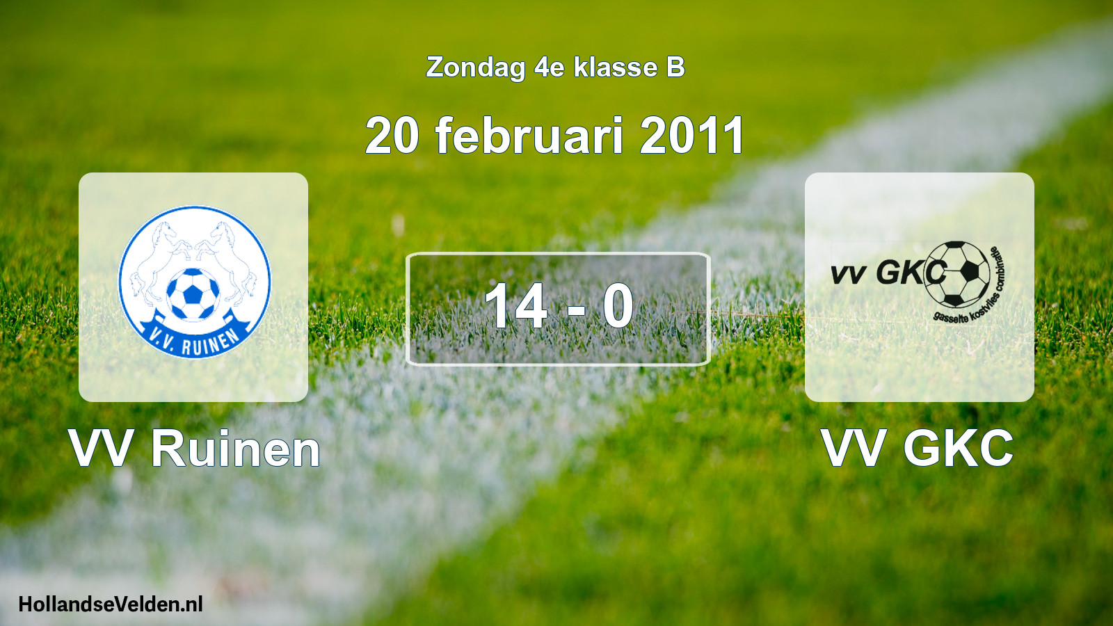 Total number of matches played: VV Ruinen - VV GKC 14 - 0 (20 February 2011)