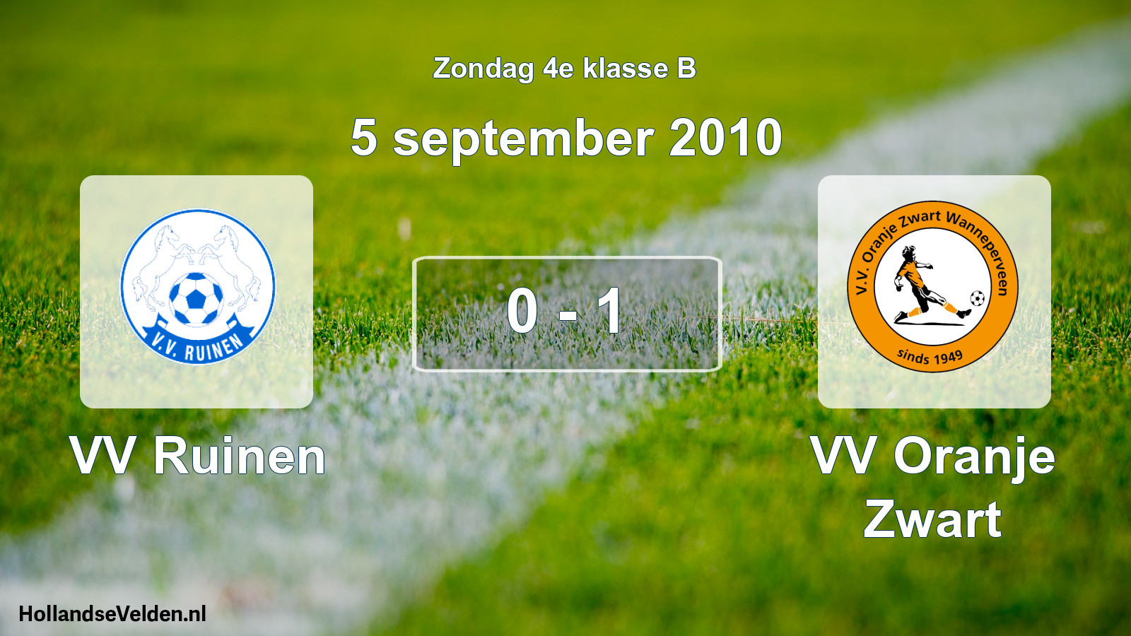 Total number of matches played: VV Ruinen - VV Oranje Zwart 0 - 1 (5 September 2010)